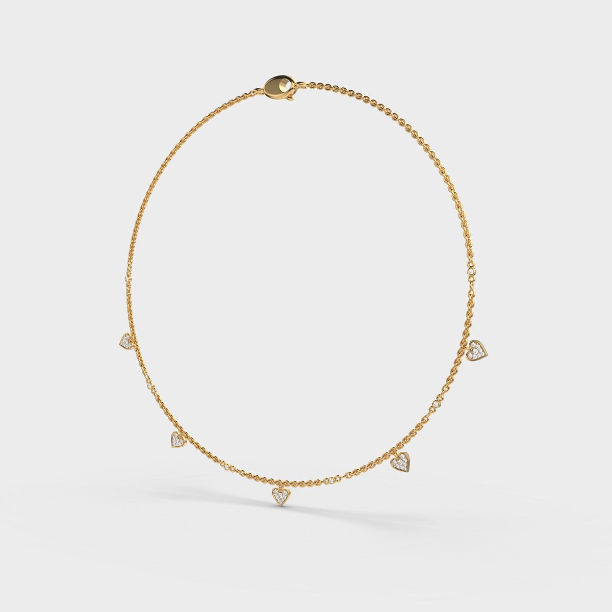 Dainty Hearts Charm Diamond Necklace