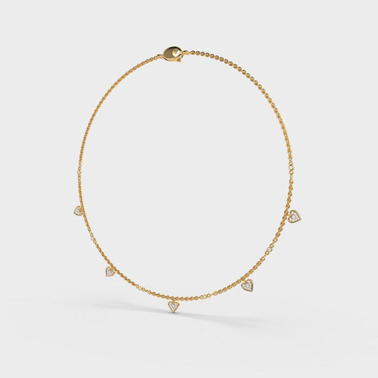 Dainty Hearts Charm Diamond Necklace