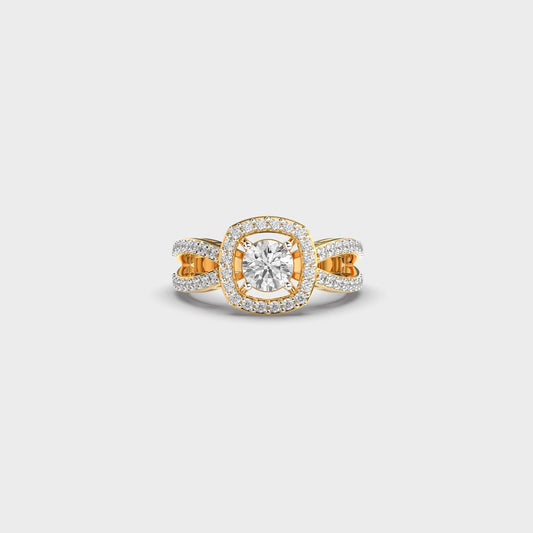 Brilliant Cut Diamond Halo Band Ring - View 1