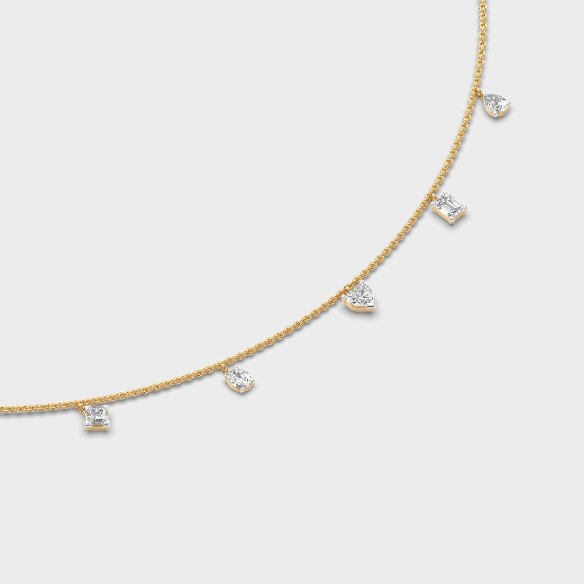 Five Shape Charm Diamond Necklace