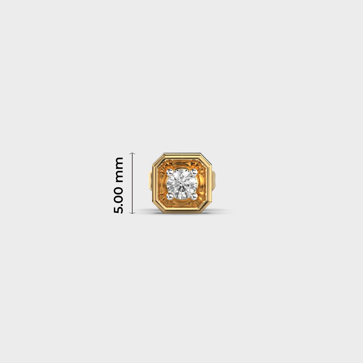 Octagonal Round Diamond Amber Stud For Men