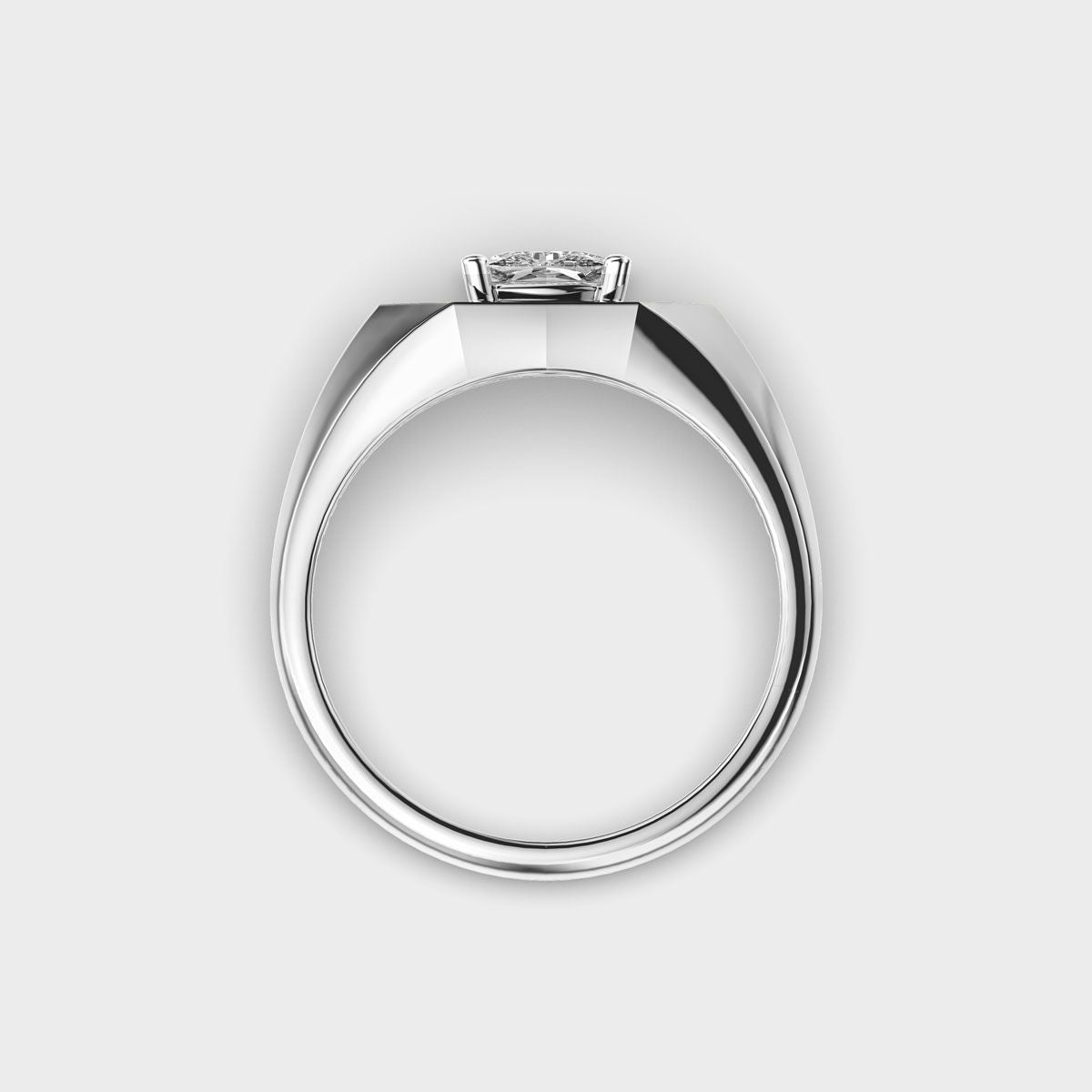Dual Tone Geometric Round Diamond Ring For Men - View 10