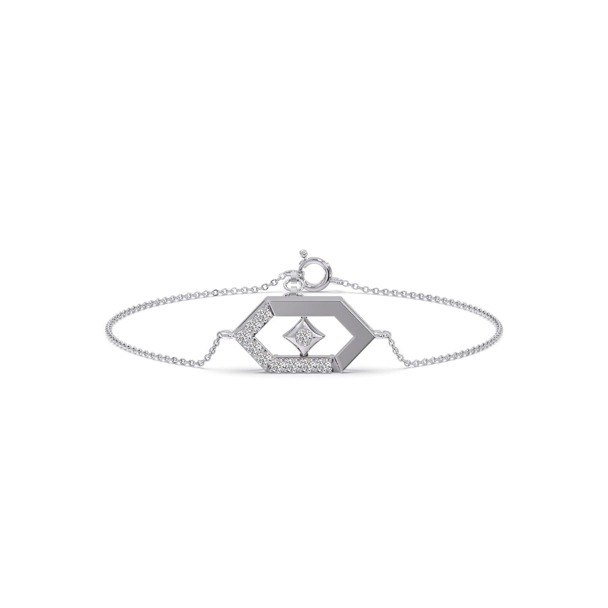 Six-Sided Glamour Diamond Chain Bracelet