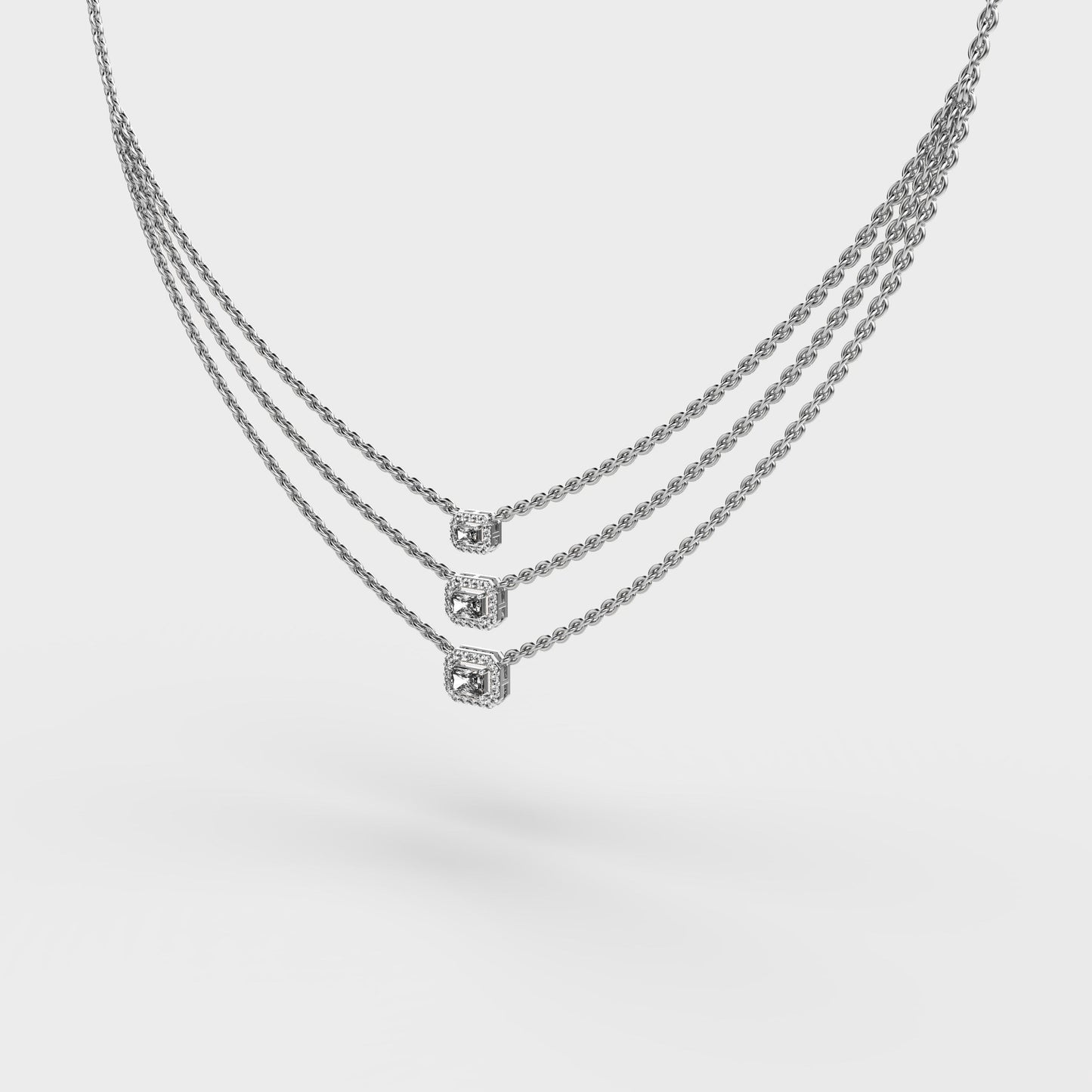 Three Layered Chic Diamond Necklace