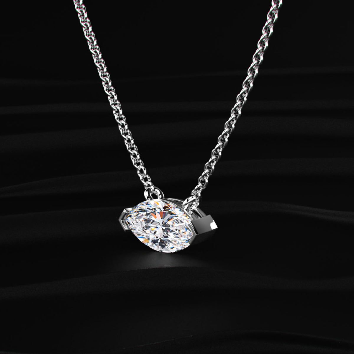 East West Marquise Solitaire Necklace
