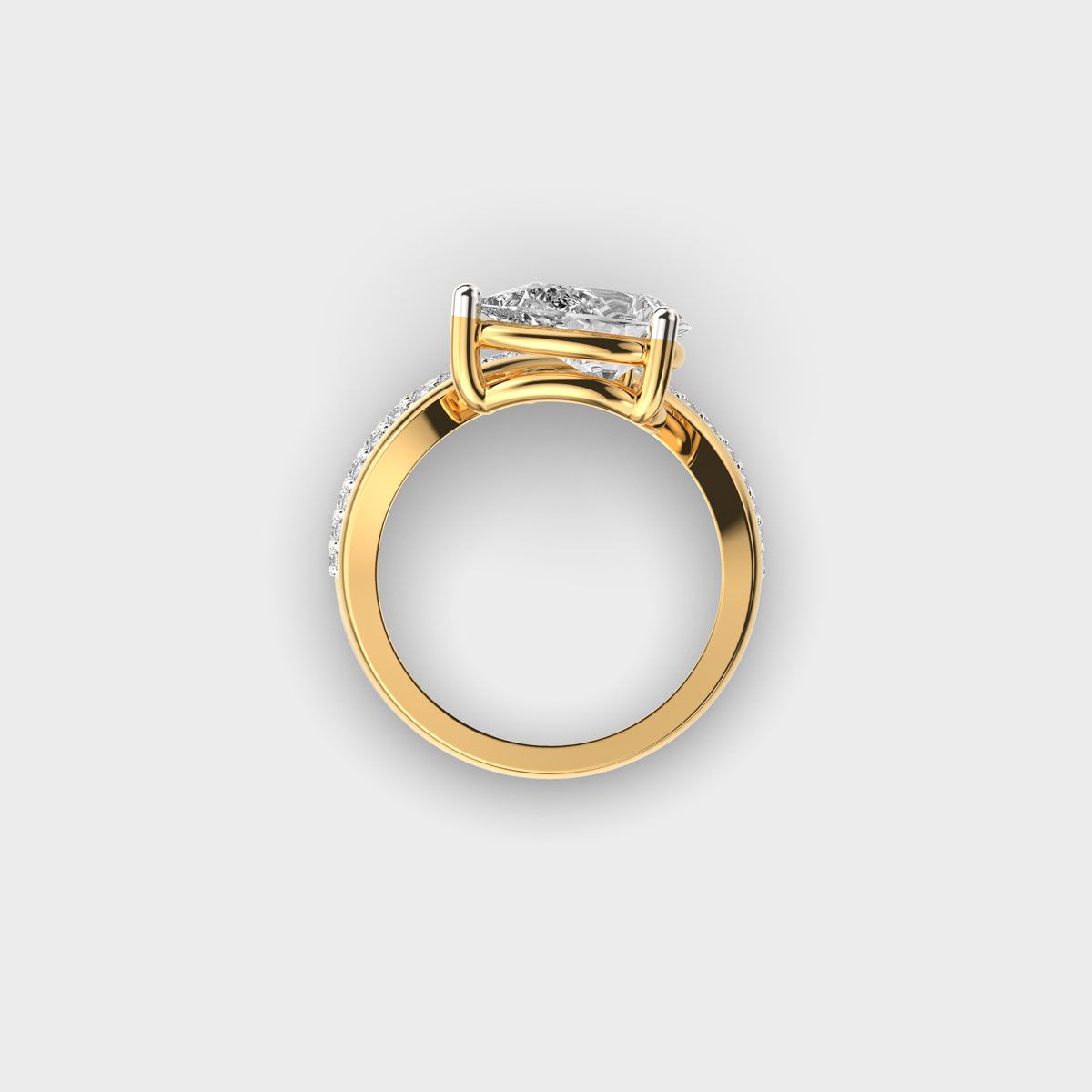 Elegant Pear Wave Diamond Ring - View 4