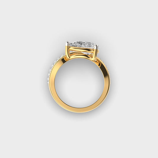 Elegant Pear Wave Diamond Ring - View 4