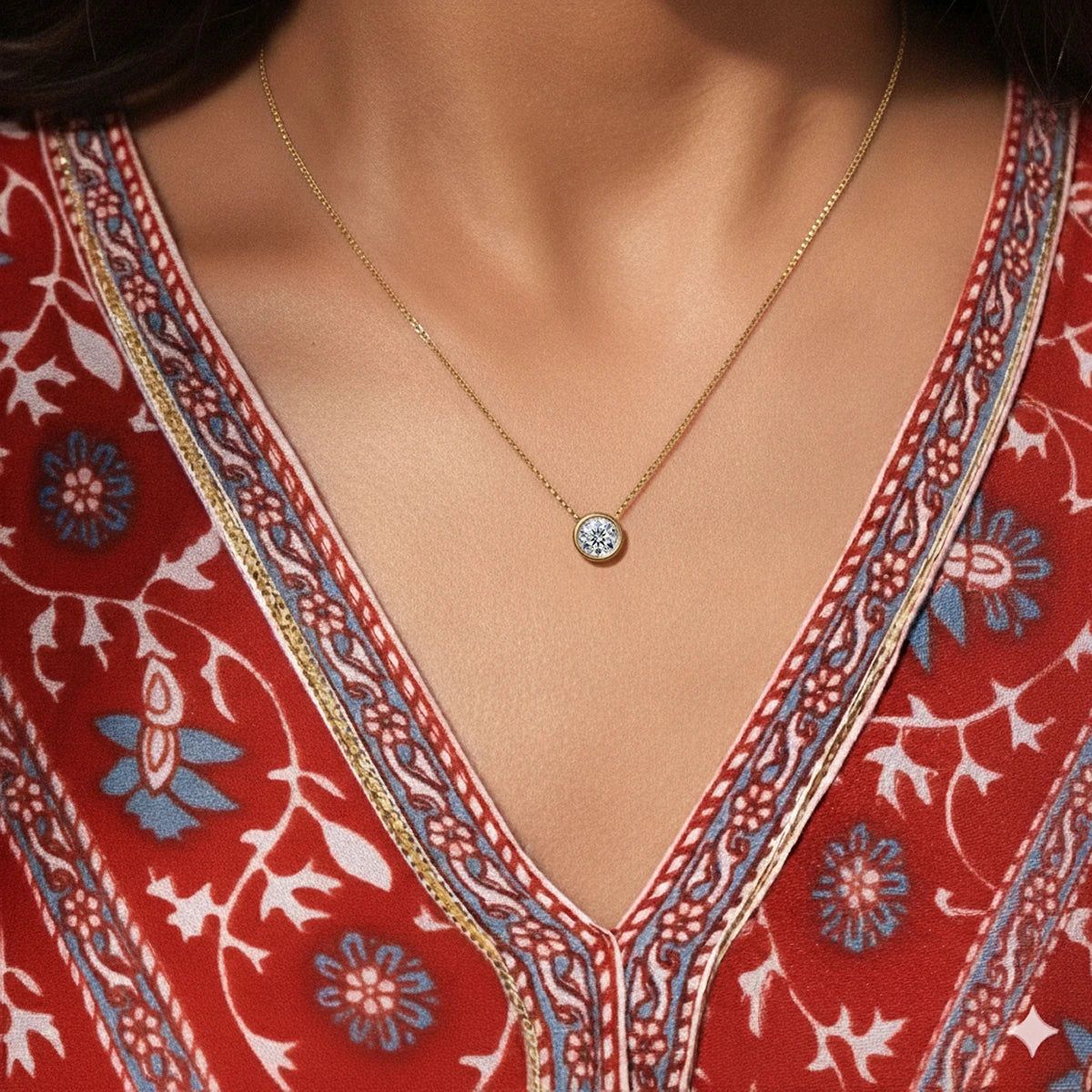 Round Solitaire Bezel Necklace