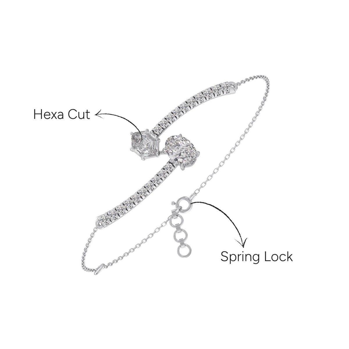 Hexa Oval Diamond Chain Bracelet