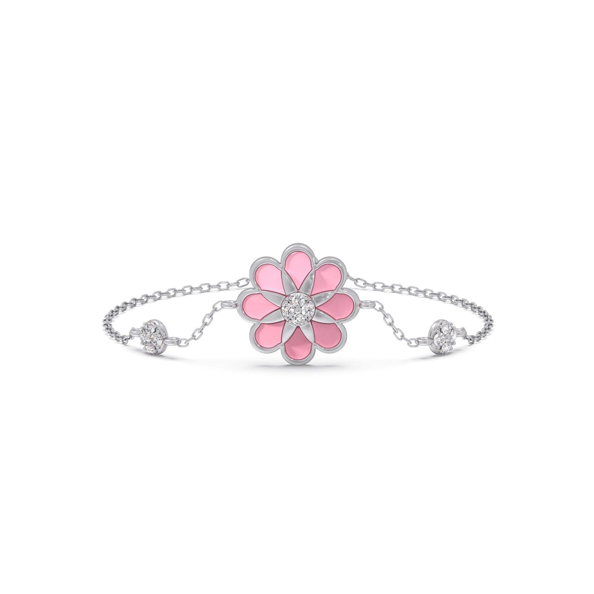 Pink Petal Bloom Diamond Kids Bracelet