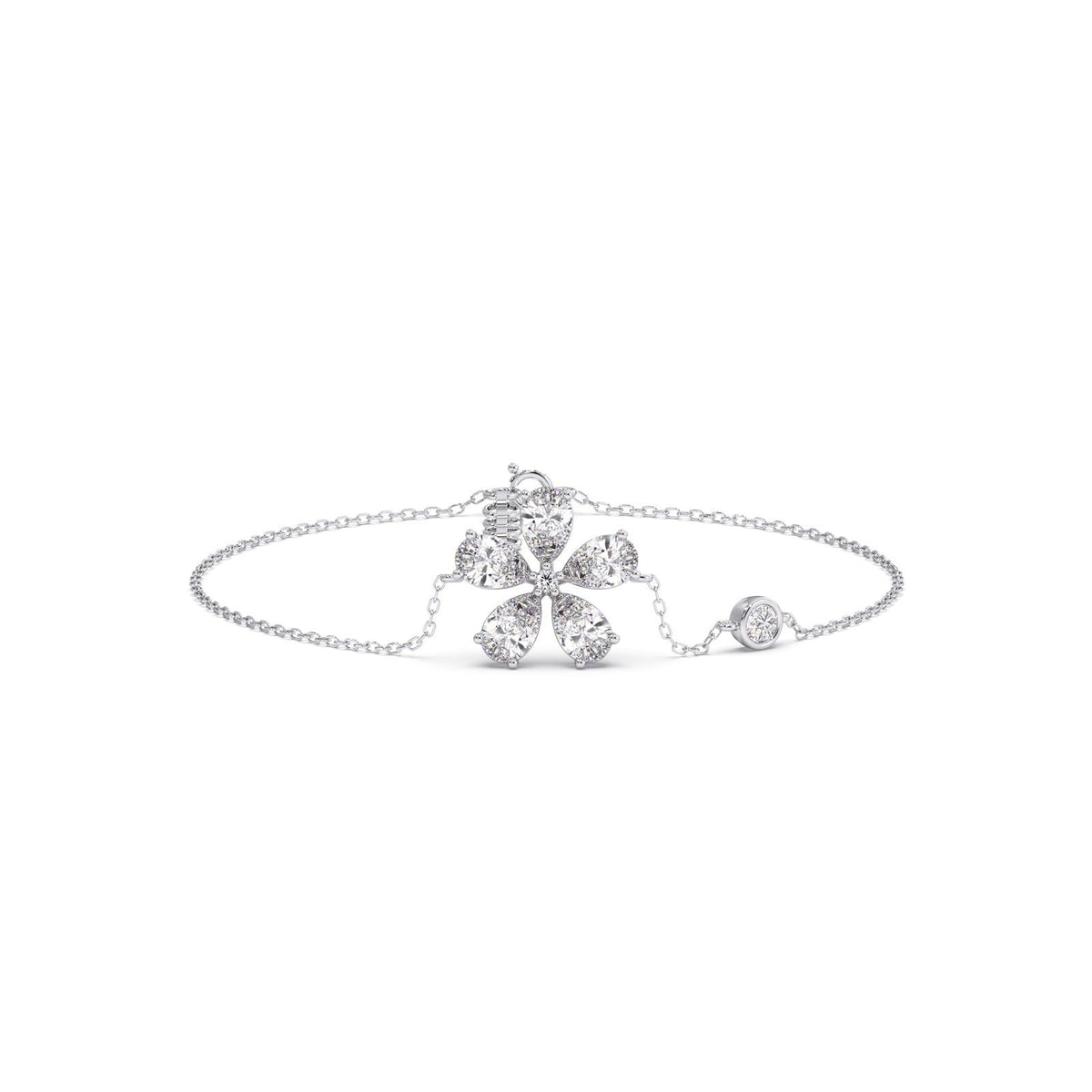 Delicate Floral Round Diamond Bracelet
