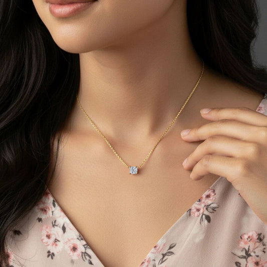Cushion Cut Diamond Solitaire Necklace