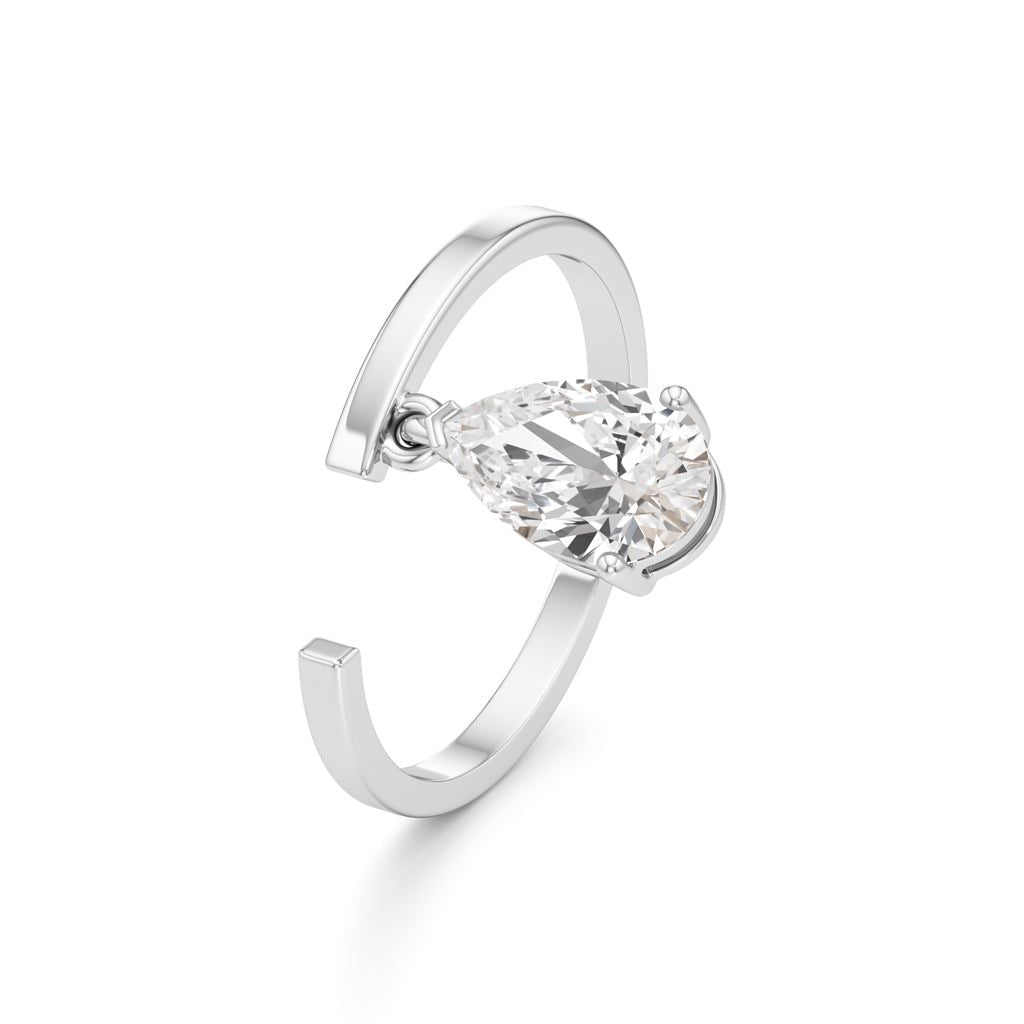 Floating Pear Diamond Wrap Ring