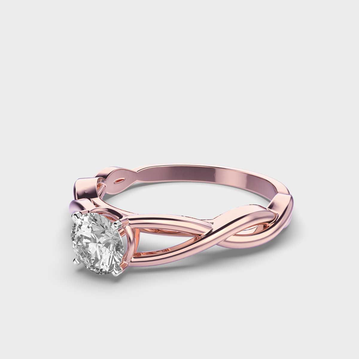 Twisted Vine Solitaire Diamond Band Ring - View 8
