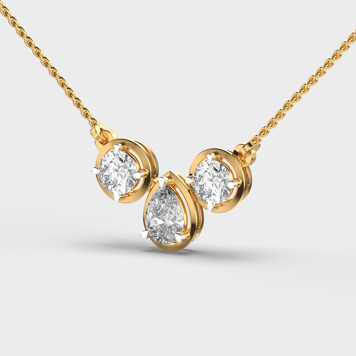 Beauty of Three Diamond Necklace