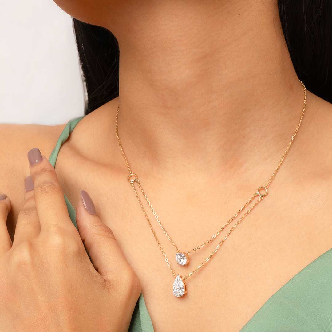 Elegant Double Chain Diamond Pendant