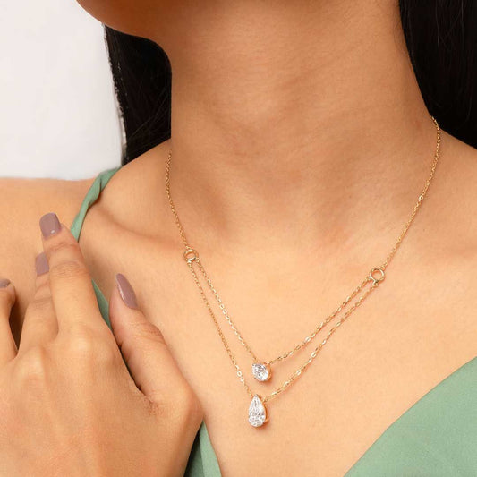Elegant Double Chain Diamond Pendant