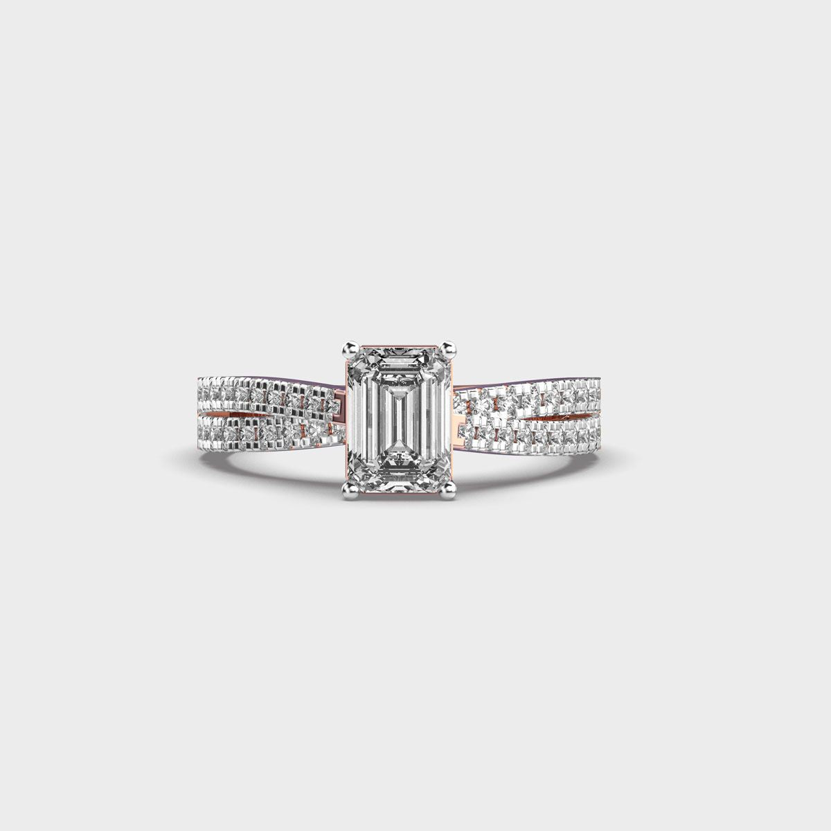 Elvira Emerald Cut Diamond Ring - View 6