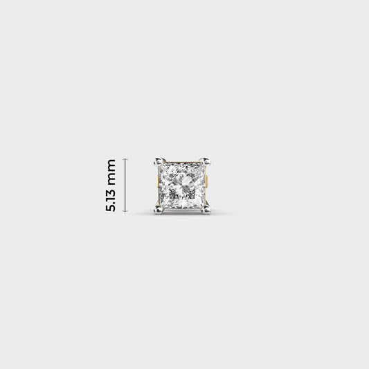 Princess Cut Diamond Drift Stud