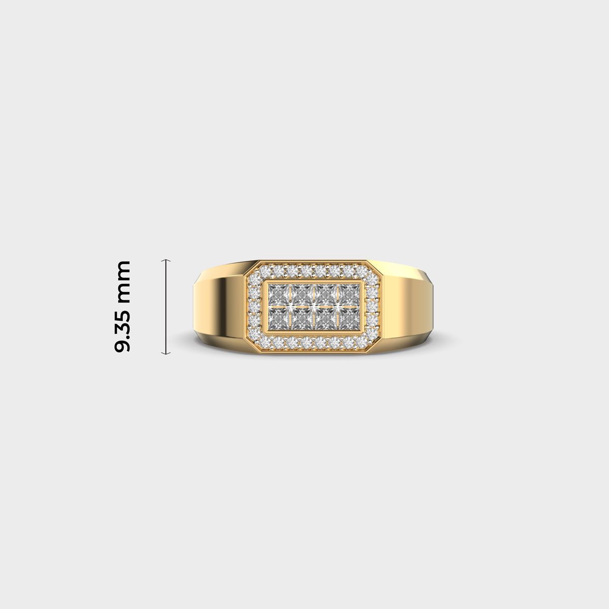 Rectangular Signet Diamond Cluster Ring For Men - View 5