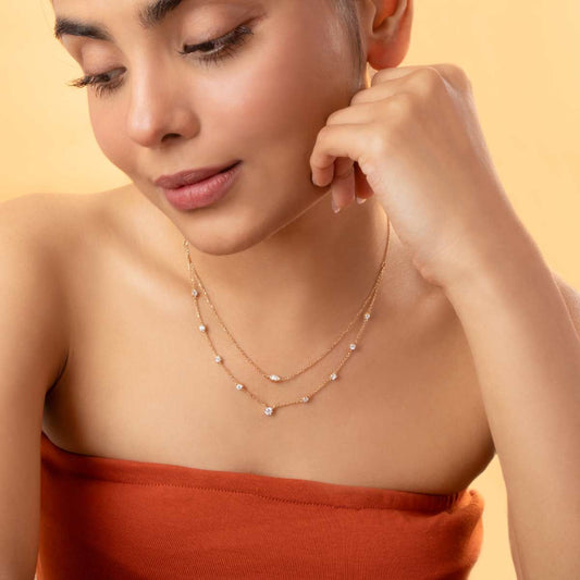 Sleek Is Chic Multi Layered Diamond Necklace