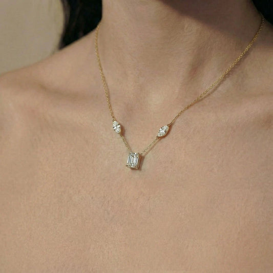 Emerald Cut Diamond Solitaire Necklace