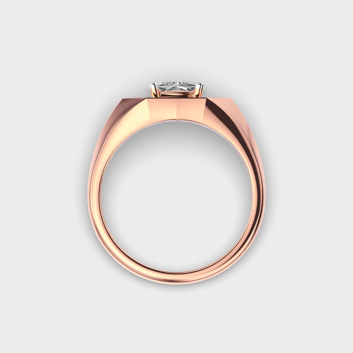Dual Tone Geometric Round Diamond Ring For Men - View 4