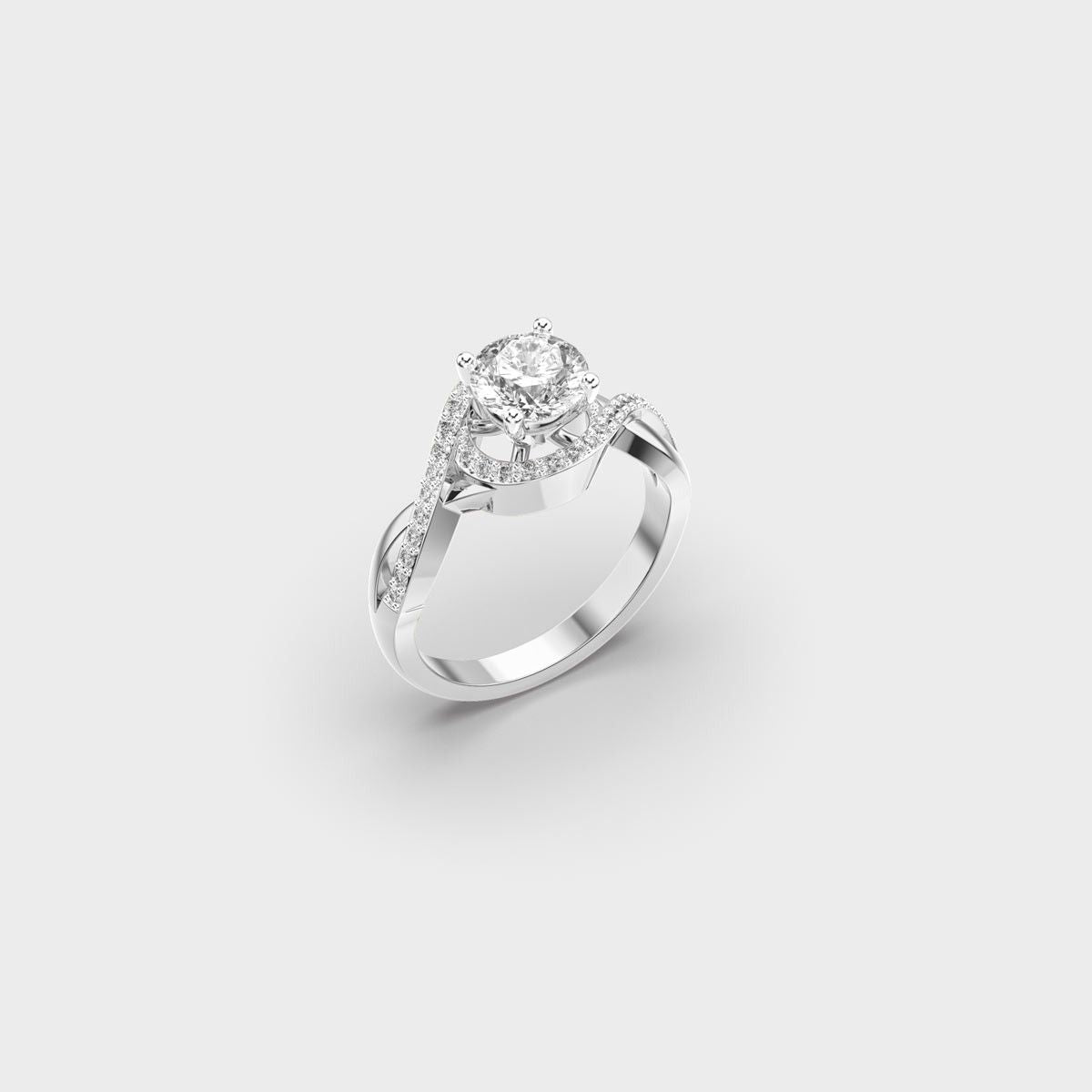 Twisted Halo Padma Cut Diamond Ring - View 12