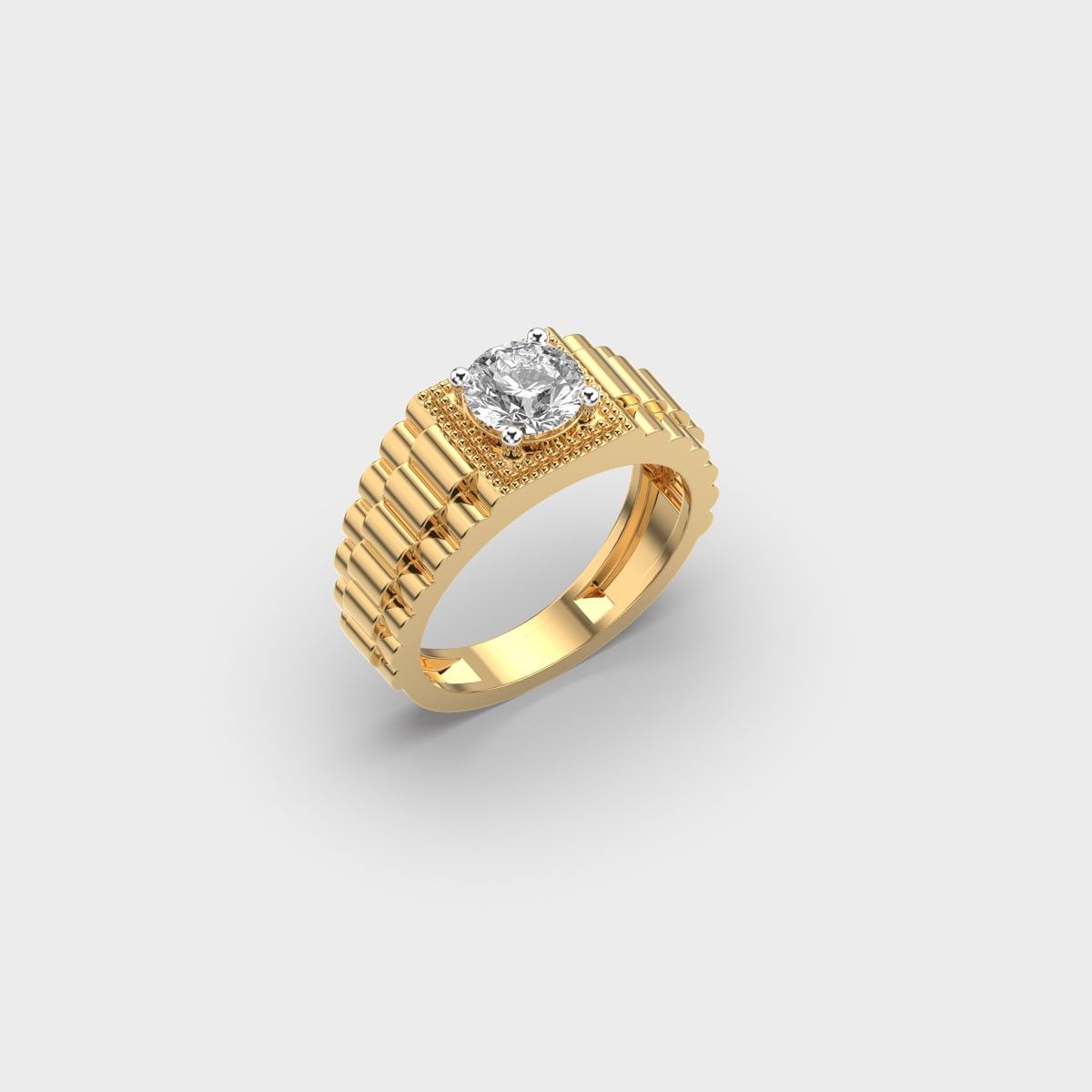 Isa Signet Diamond Band For Men - View 12