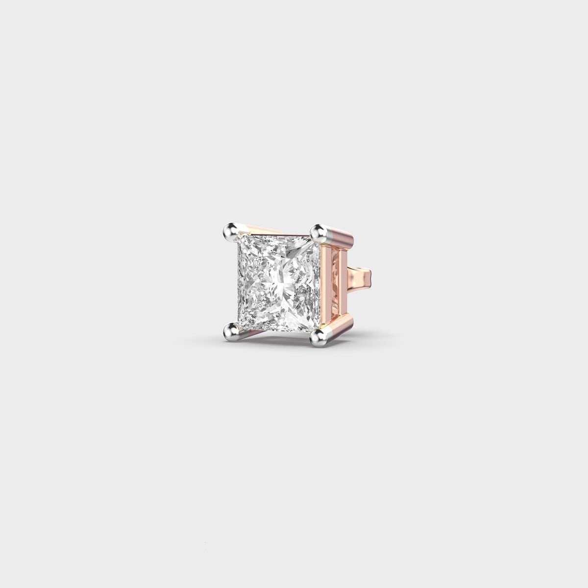 Princess Cut Diamond Prism Stud