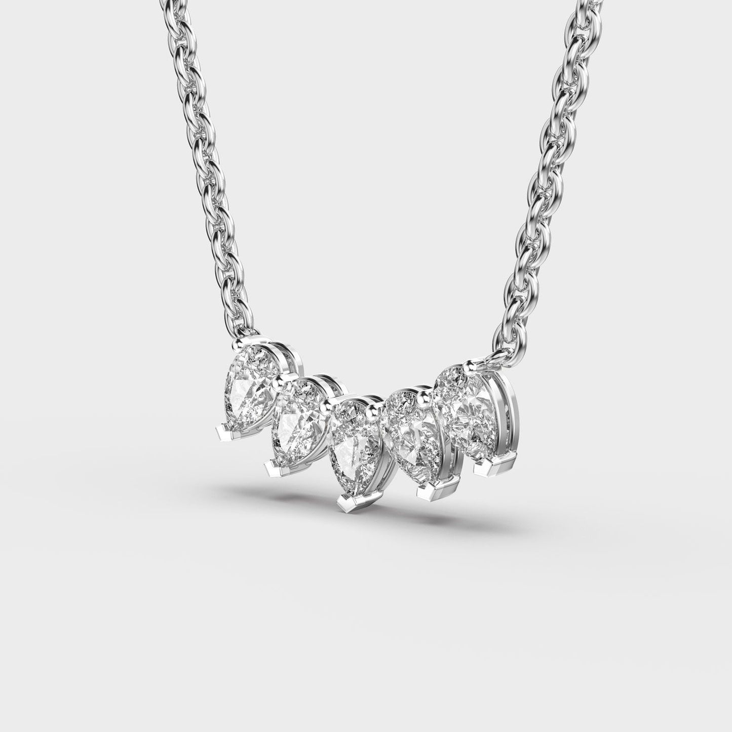Inverted Tiara Pear Diamond Necklace
