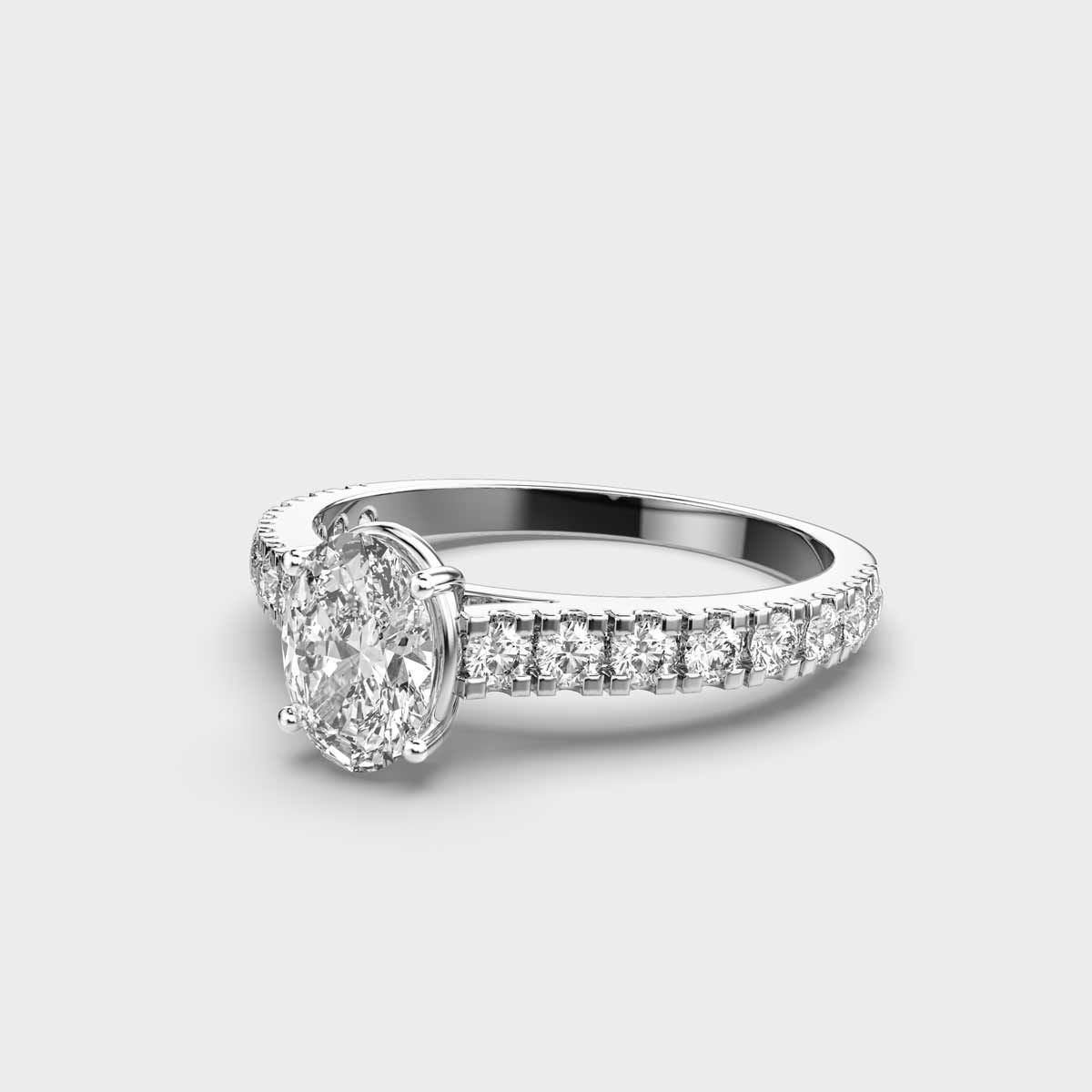 40 Cent Oval Solitaire with Diamond Band Ring - View 21
