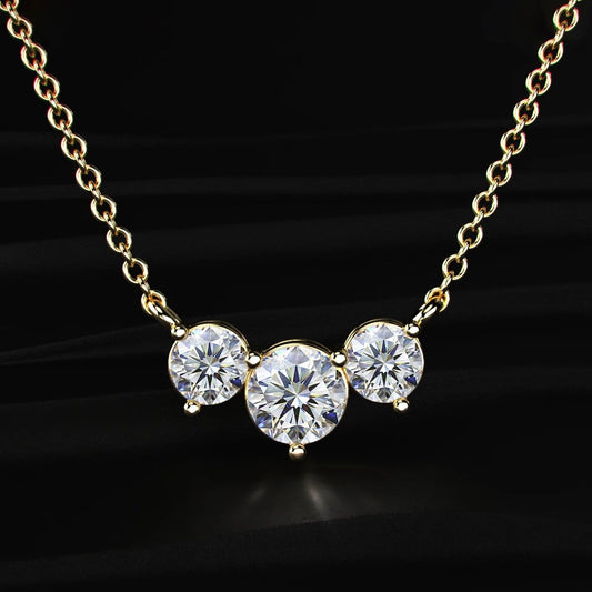Classic 3 Round Diamond Necklace