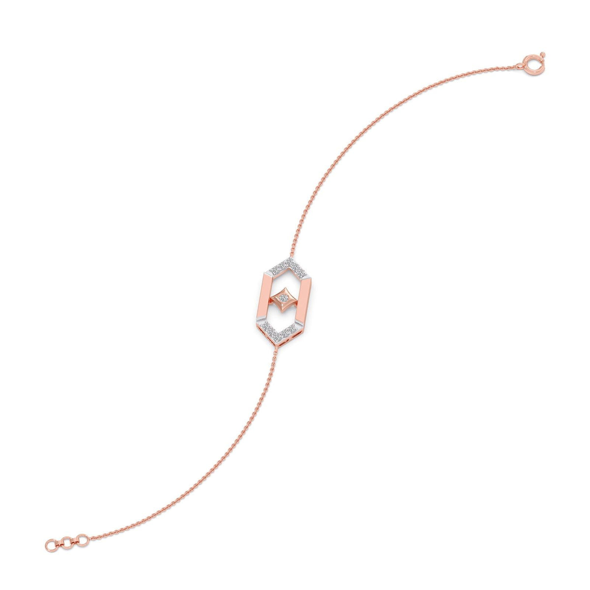 Flutter Diamond Hex Link Chain Bracelet