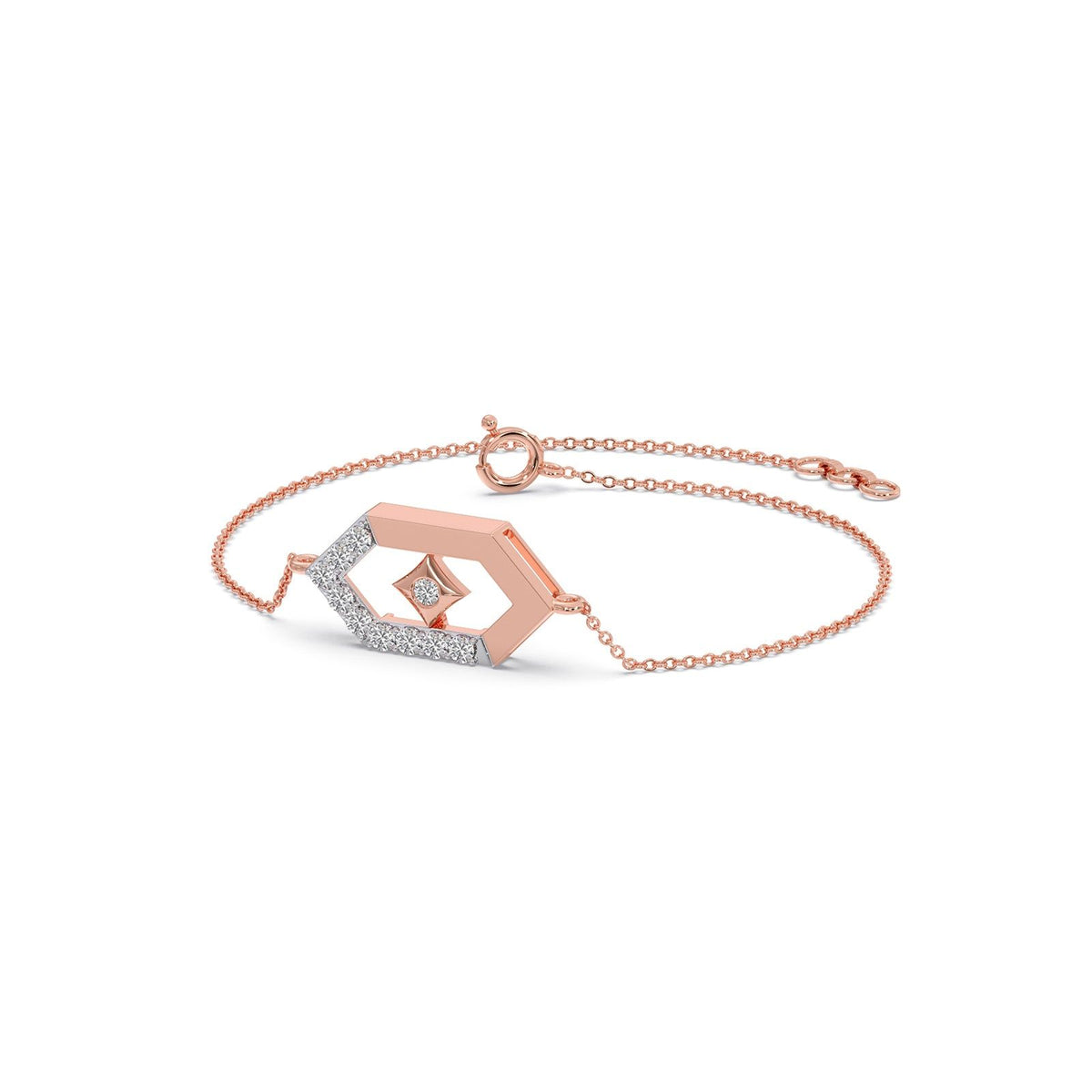 Six-Sided Glamour Diamond Chain Bracelet