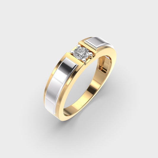 Double Tone Chunky Diamond Band - View 12