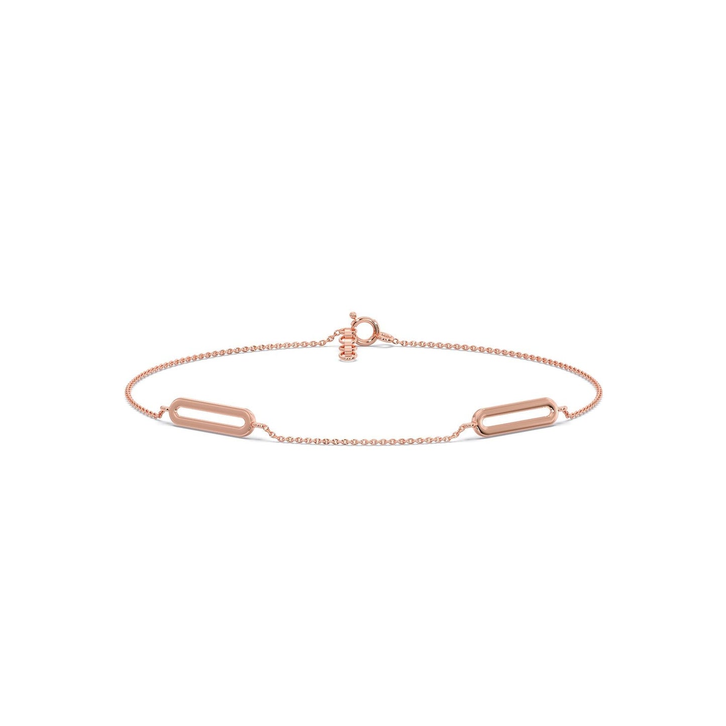 Trombone Link Plain Gold Chain Bracelet