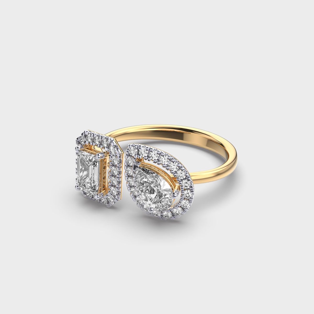 Toi Et Moi Halo Diamond Ring - View 2