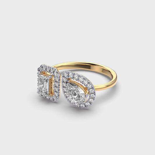 Toi Et Moi Halo Diamond Ring - View 2