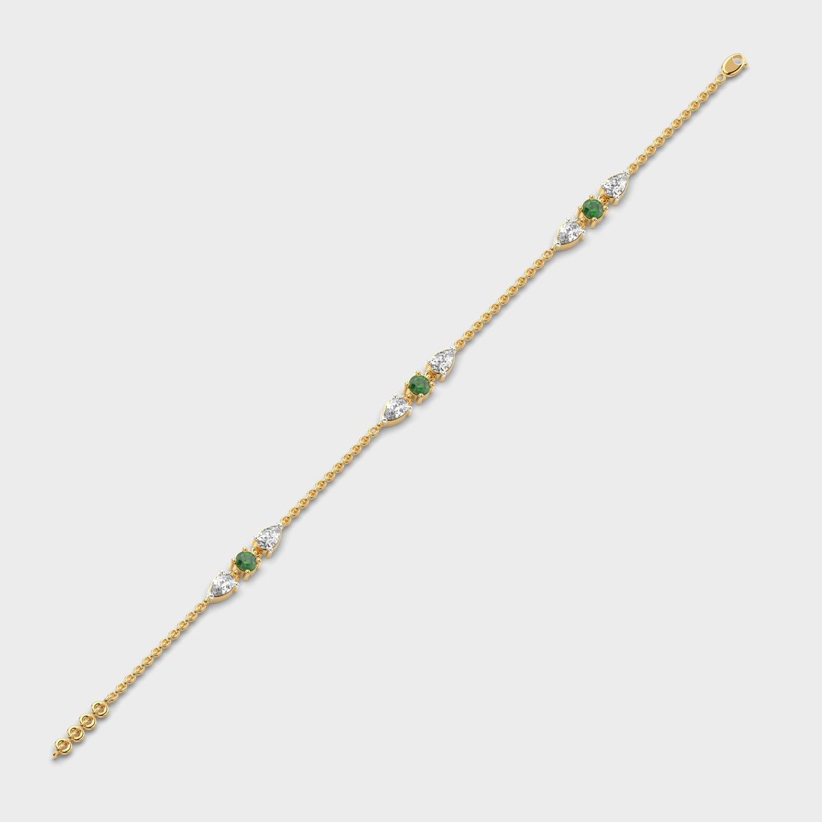 Minimal Green Stone Adele Diamond Bracelet