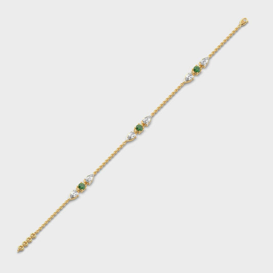 Minimal Green Stone Adele Diamond Bracelet