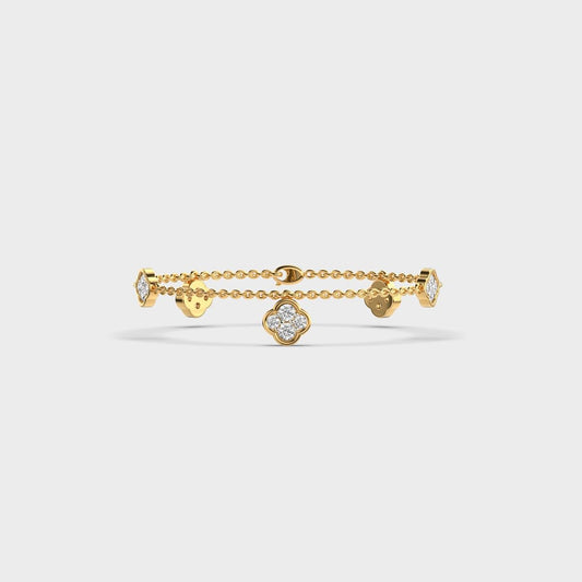 Cubic Clover Diamond Bracelet