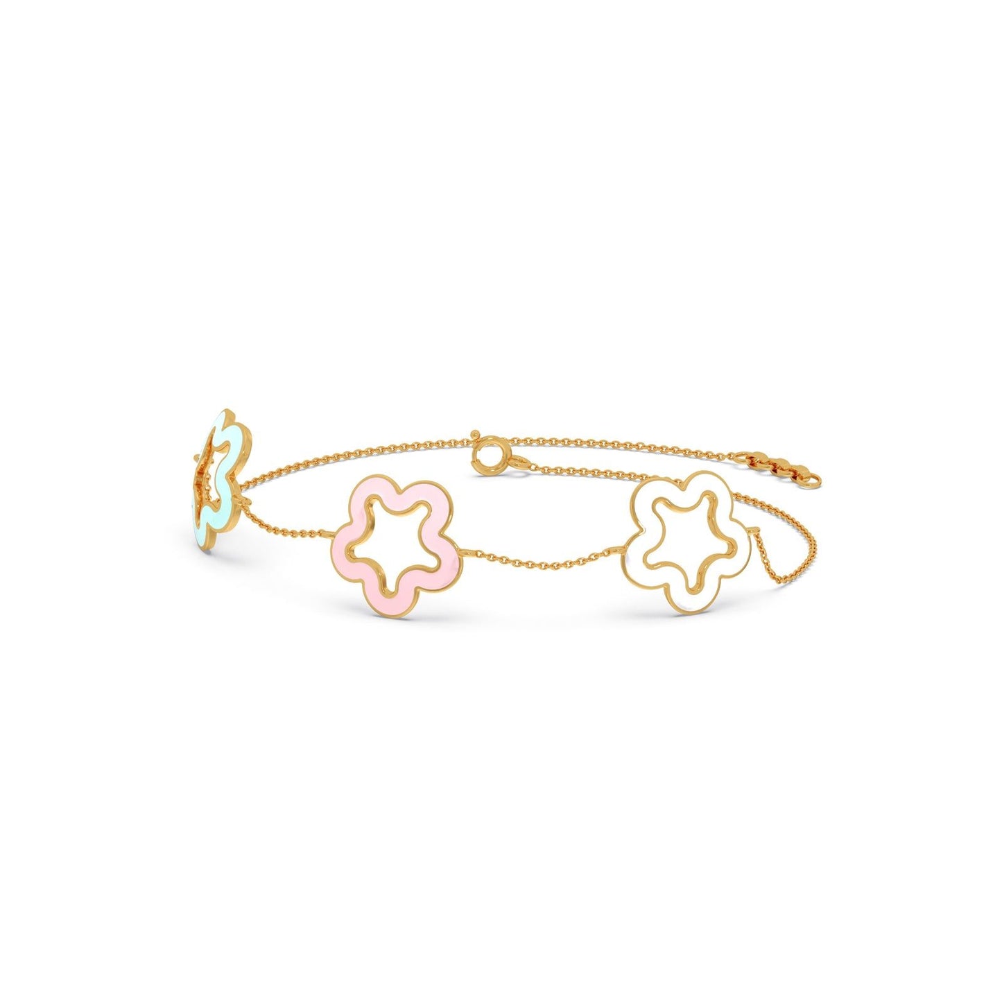 Pastel Floral Plain Gold Chain Bracelet