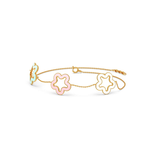 Pastel Floral Plain Gold Chain Bracelet