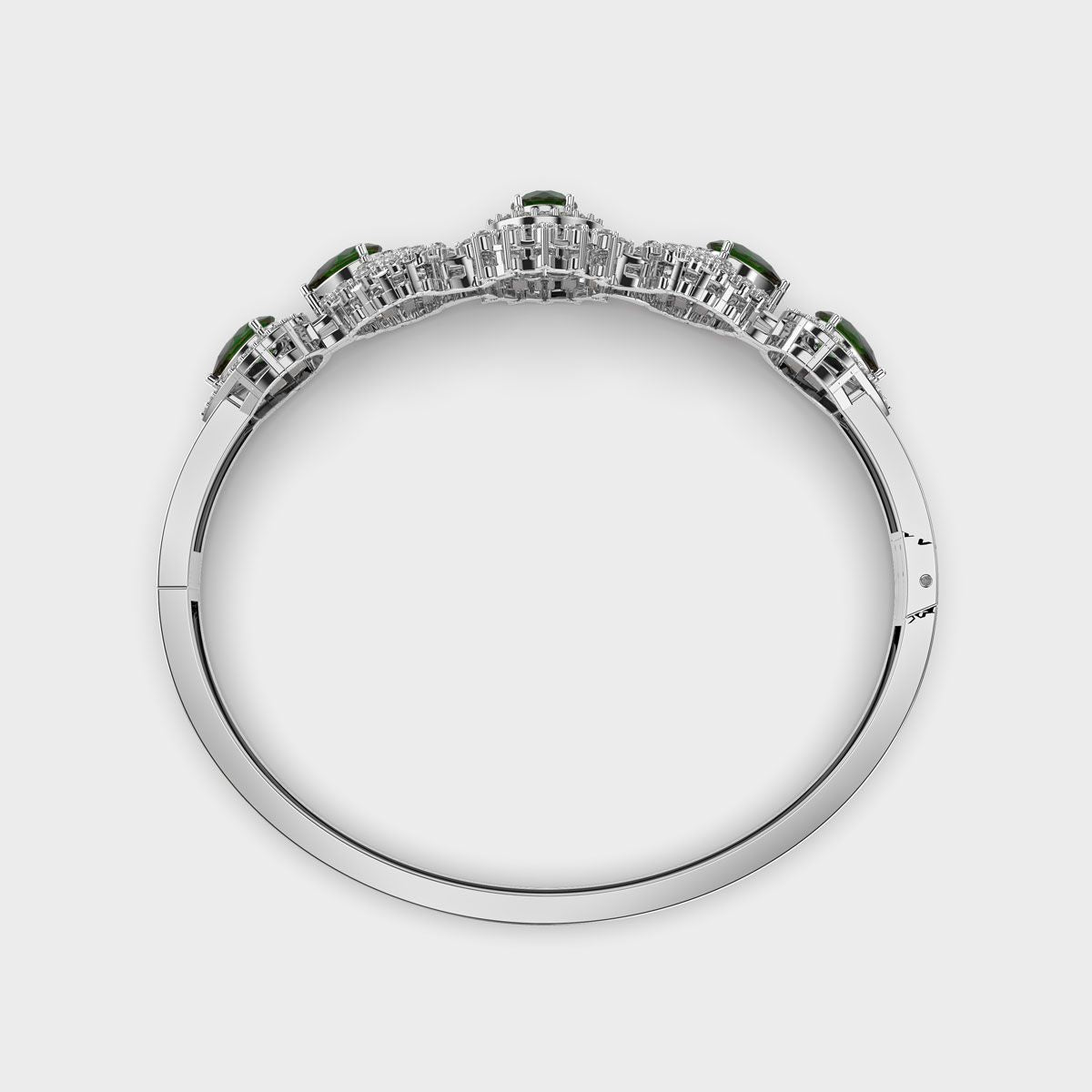 Shimmering Vrinda Green Stone Diamond Kada Bracelet