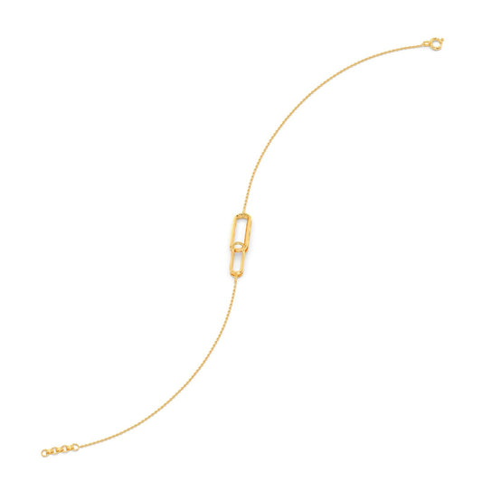 Dual Link Plain Gold Chain Bracelet