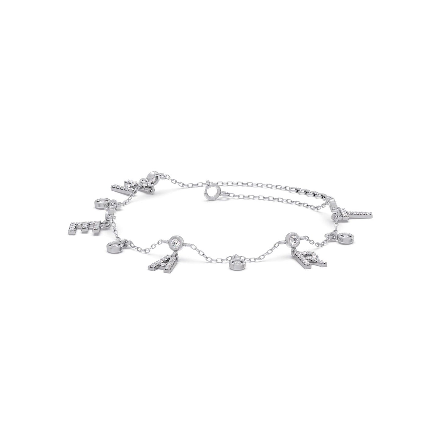 Heart Letters Diamond Charm Bracelet