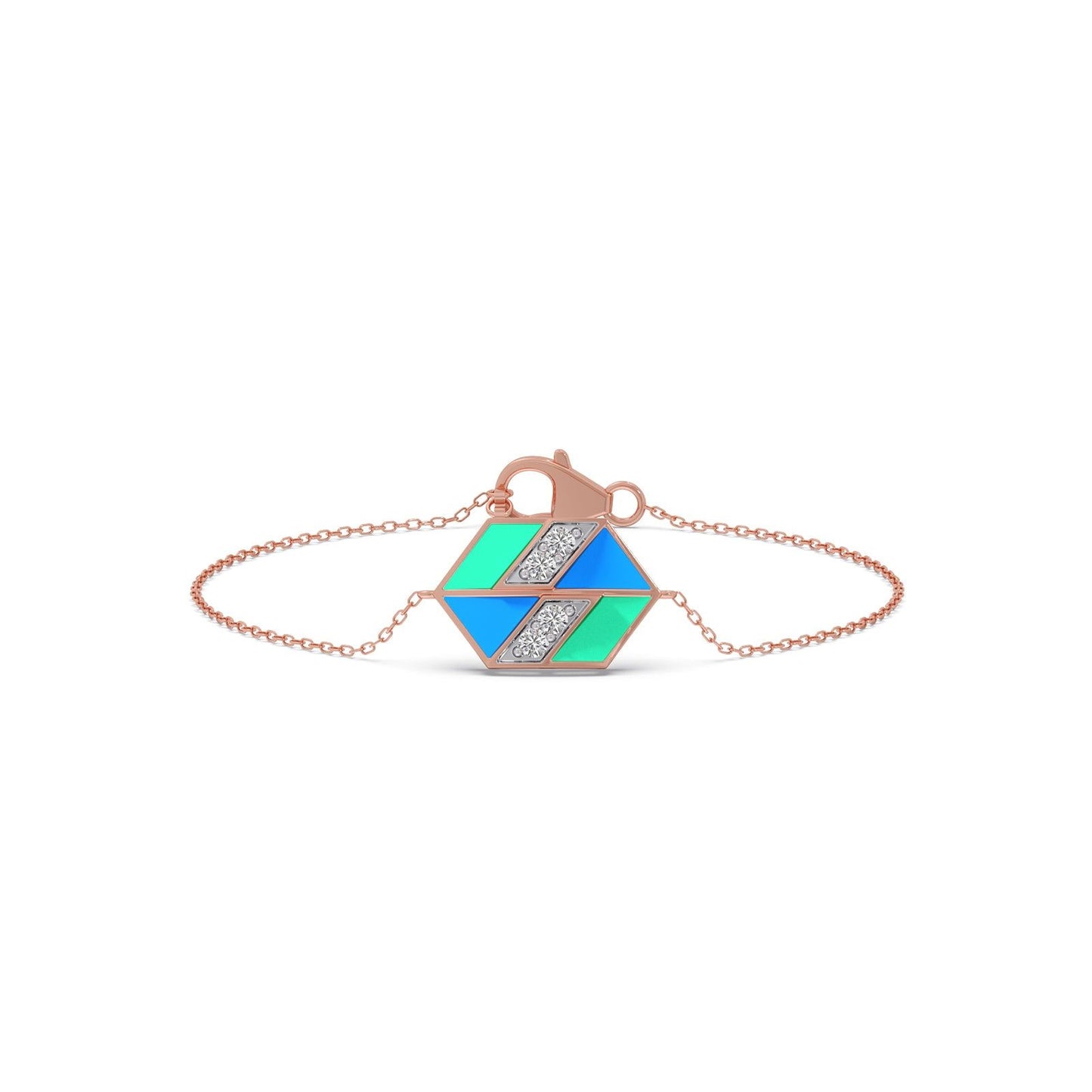Hexora-Enamel Cobalt Diamond Chain Bracelet
