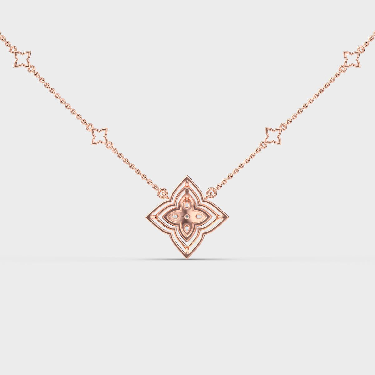 Dainty Flower Mesh Star Diamond Necklace