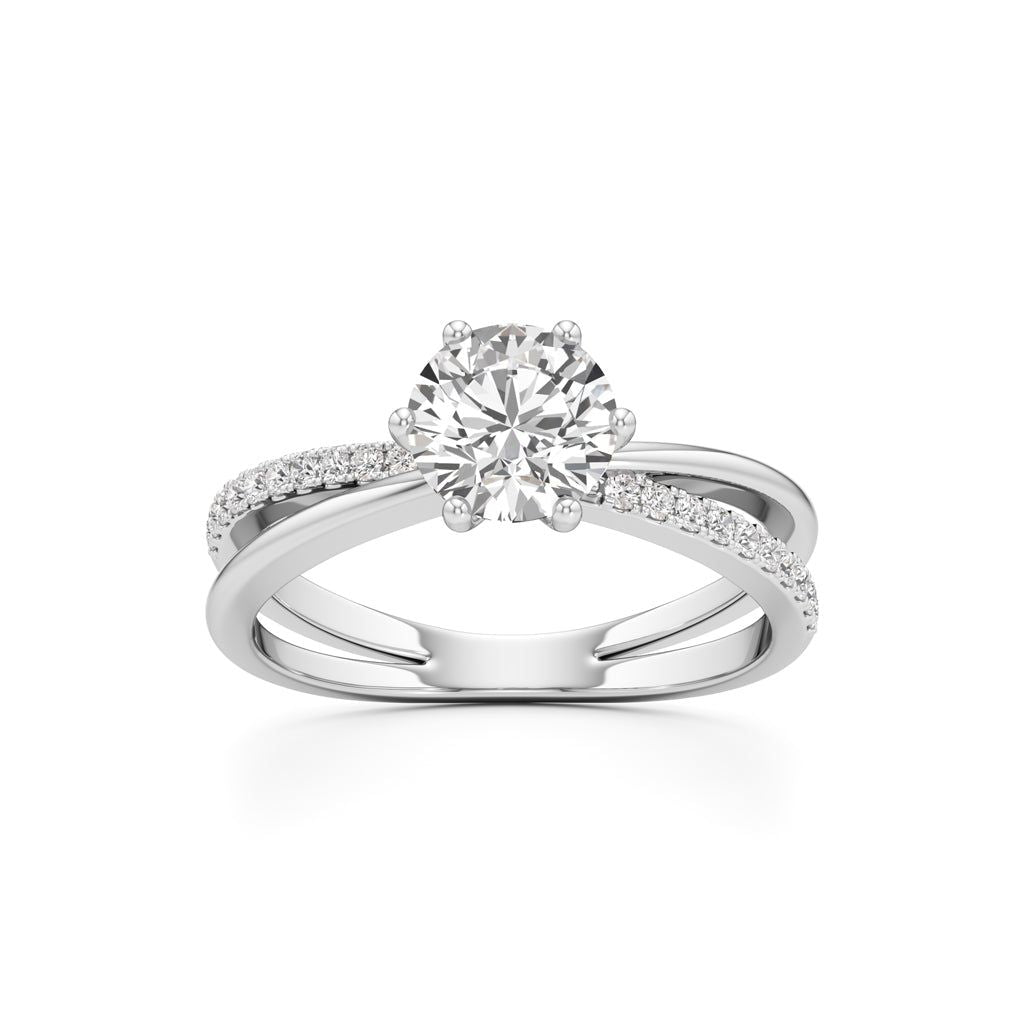 Round Solitaire Bypass Ring with Alina Accents